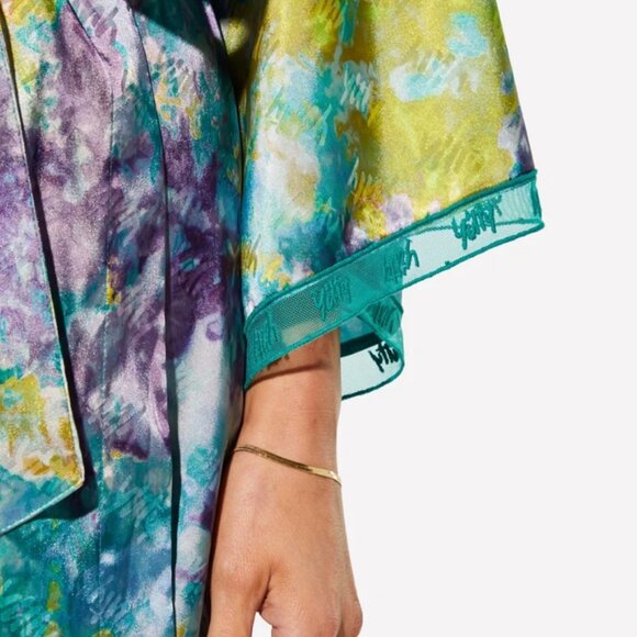 Yitty Satin Pretty Mini Robe Deep Sea Watercolor - Picture 5 of 11